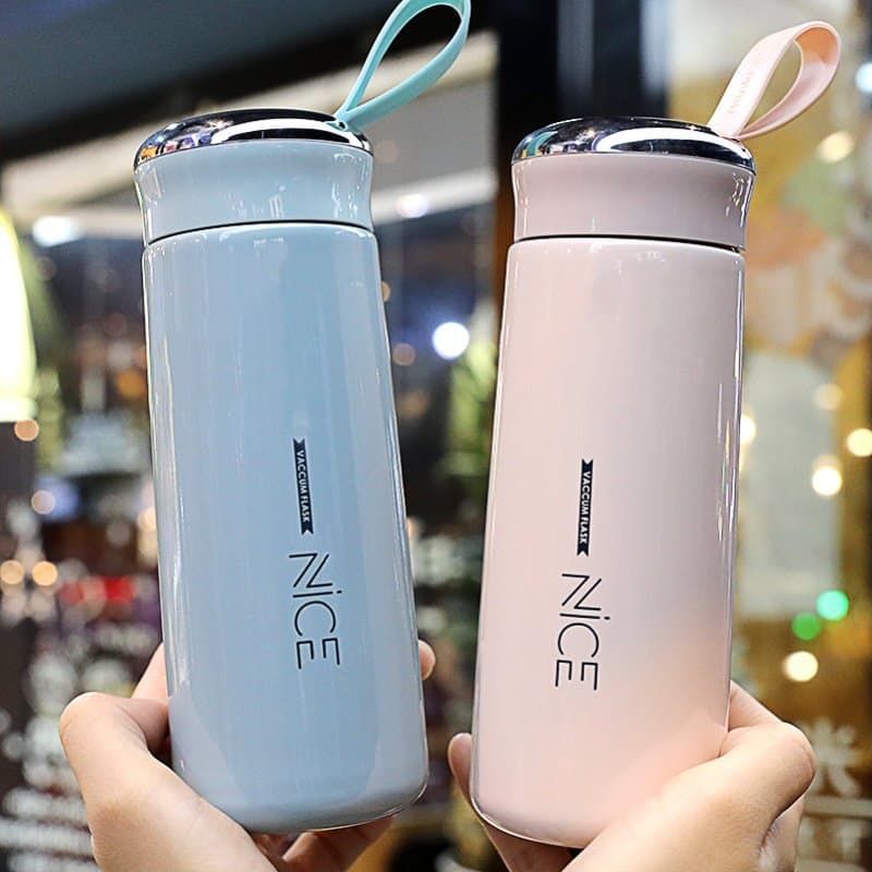 Nova moda Macaron Naiss vidro dupla camada azul masculino feminino casal estudante simples tendência termostato água pot
