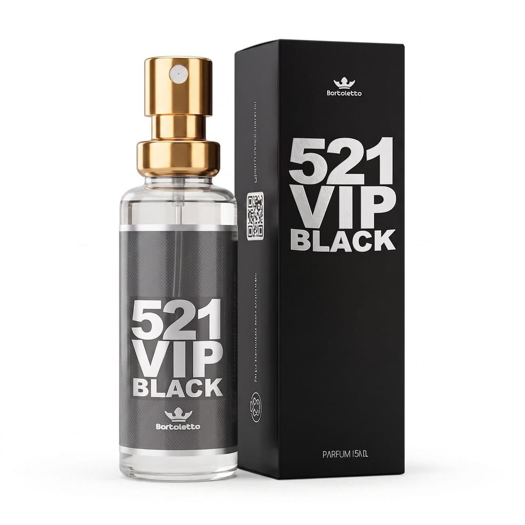 Perfume Masculino 521 Vip Black 15ml Parfum Alta Fixação