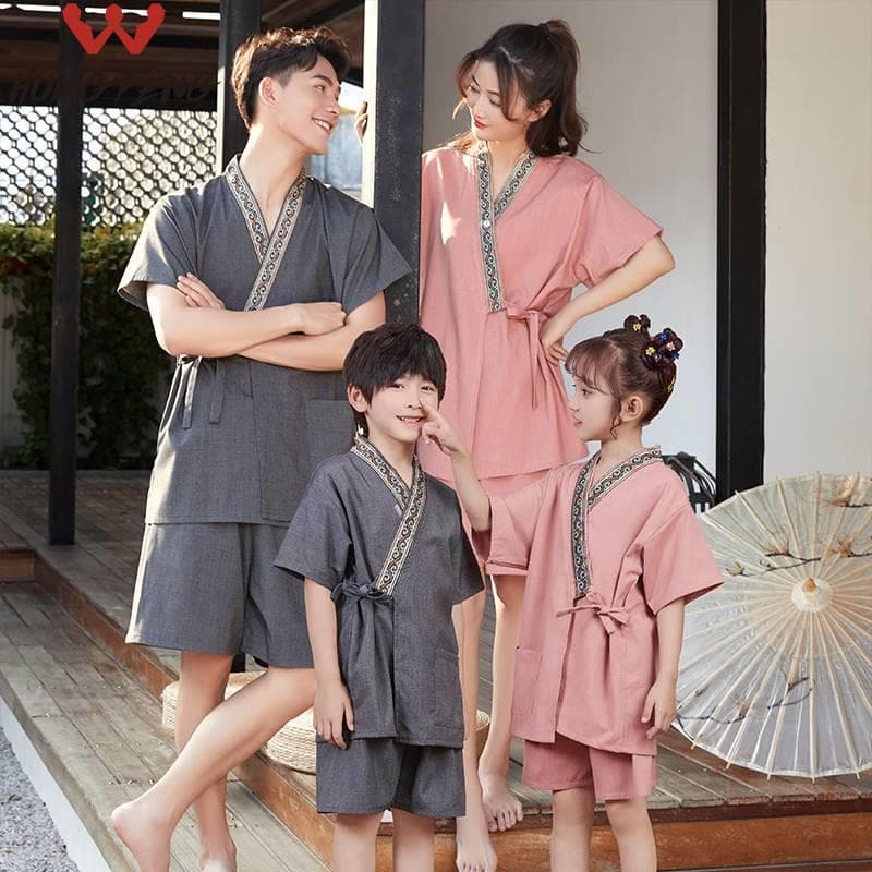 Alta qualidade pai-filho Yukata puro algodão suor-suor roupas fumegantes meninos meninas Saun