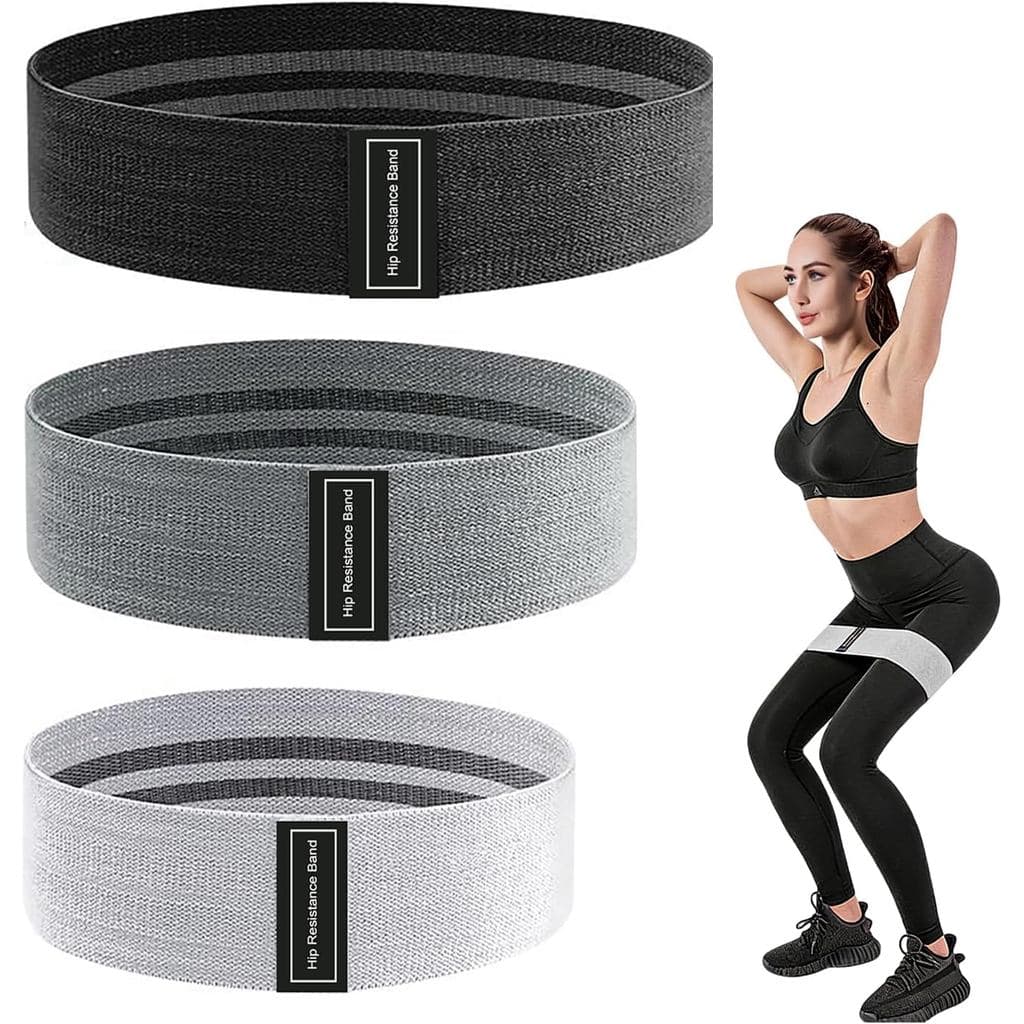 Conjunto de 3 faixas elásticas de resistência, faixas elásticas de tecido antiderrapante, com bolsa de armazenamento, 3