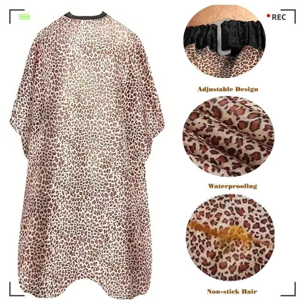 Capa De Cabeleireiro , Fecho De Pescoço Ajustável , Corte De Cabelo Fácil De Limpar , Estampa De Leopardo