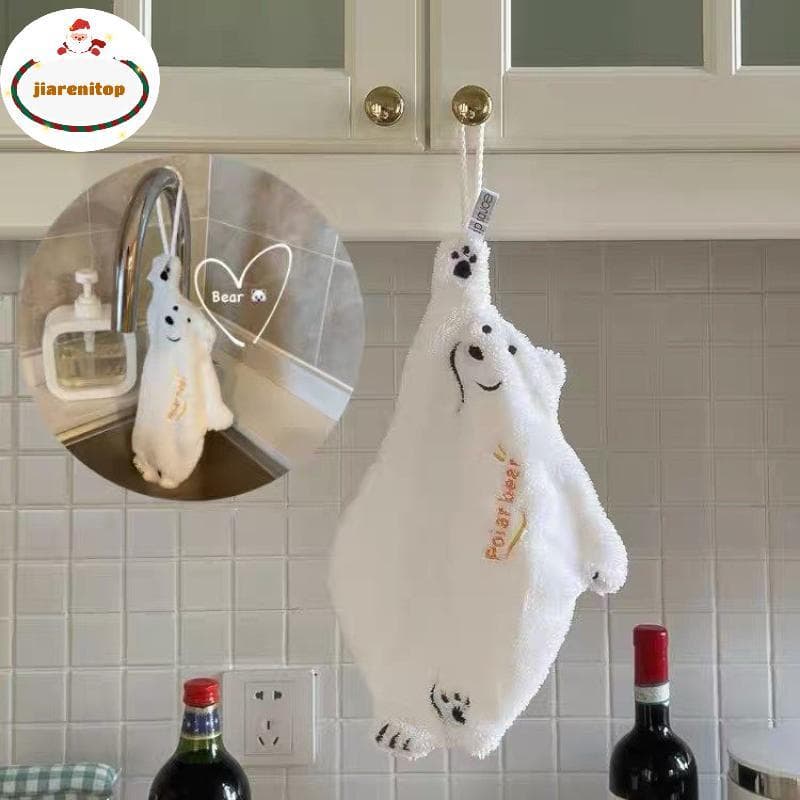 jiarenitop Toalha De Limpeza De Mãos Super Absorvente De Urso Polar ​ Cozinha Suspensa br