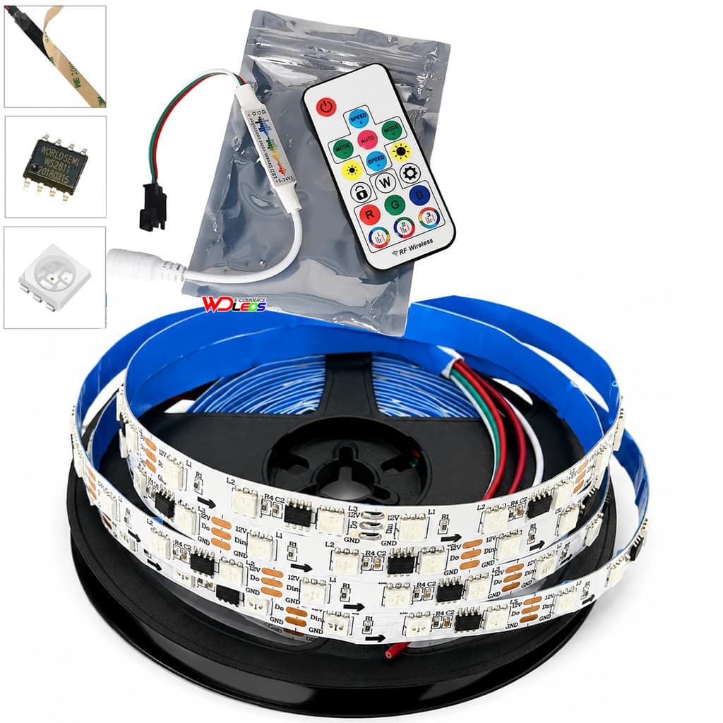 Led Ws2811 Digital Rgb Com Central 366 VU RITMICA SLIM MUSICA Som Automotivo Branca