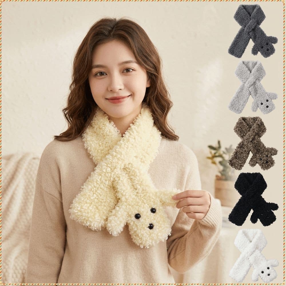 Aquecedor De Pescoço De Pelúcia  , Cachecol De Inverno Feminino Com Textura Encaracolada De Pele De Coelho Falsa M
