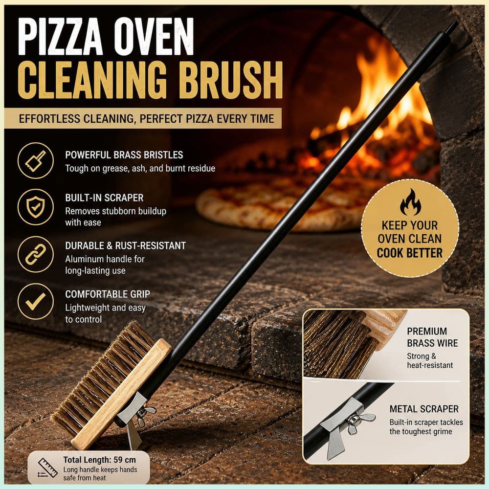 Escova De Limpeza Da Grade Do Forno , Pizza Borda Raspador Fio De Cobre , Punho Longo