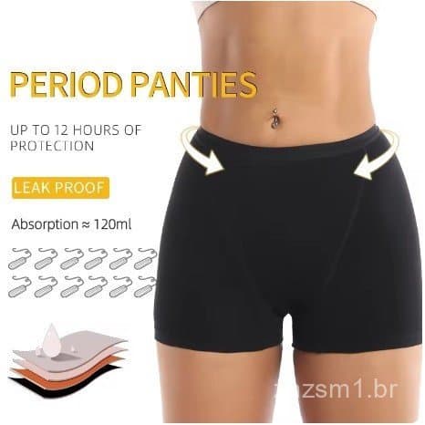 Calcinhas Menstruais Femininas para Fluxo Abundante, Calcinhas Boxer Altamente Absorventes, Roupas Íntimas de Cintura Al