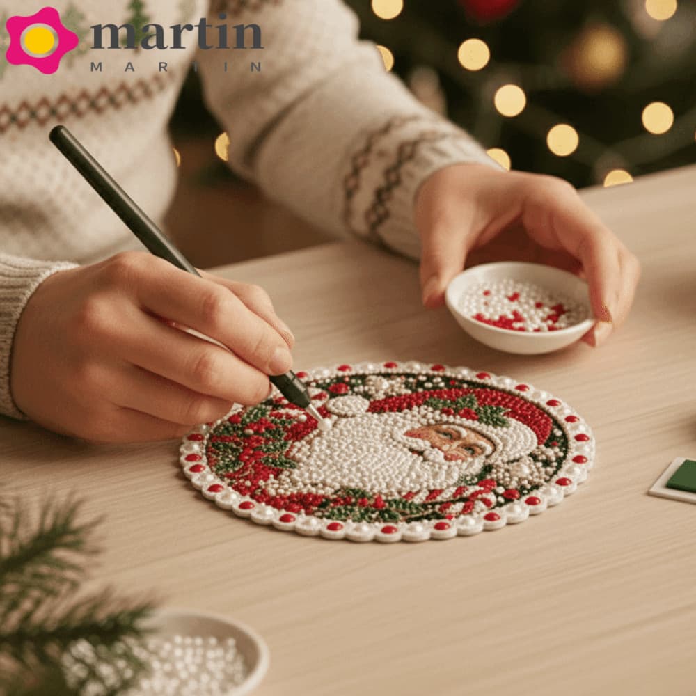 Kit De Arte Para Pintura De Pérolas De Natal MARTIN , Diamante Com Broca De Um Lado Em Acrílico , Redondo