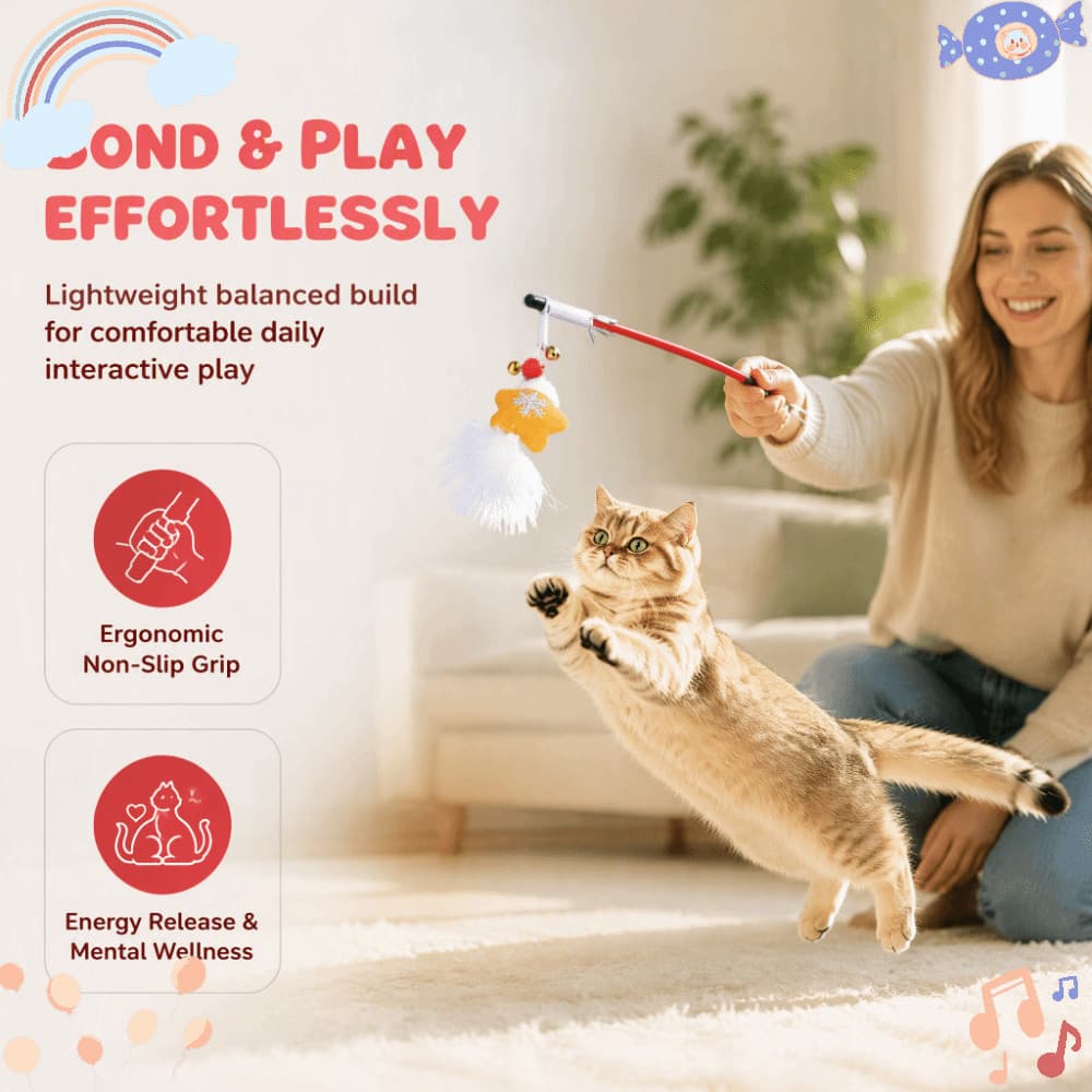 Brinquedo Interativo Para Gatos , De Varinha De Gato Tipo Estrela De 30 Cm , Jogo Engraçado E Divertido