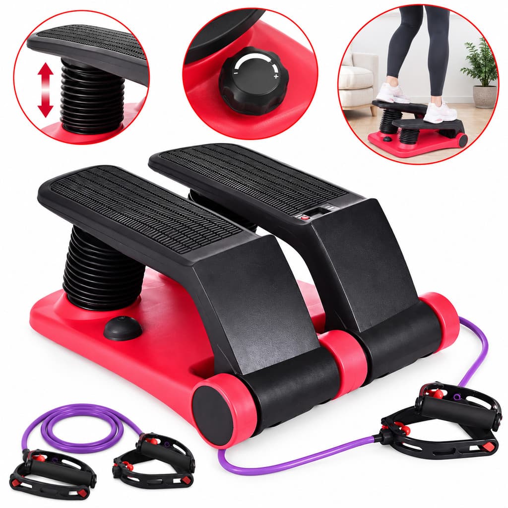 Mini Stepper Air Climber c/ Elástico Reposição - Cardio Baixo Impacto p/ Casa e Fisioterapia