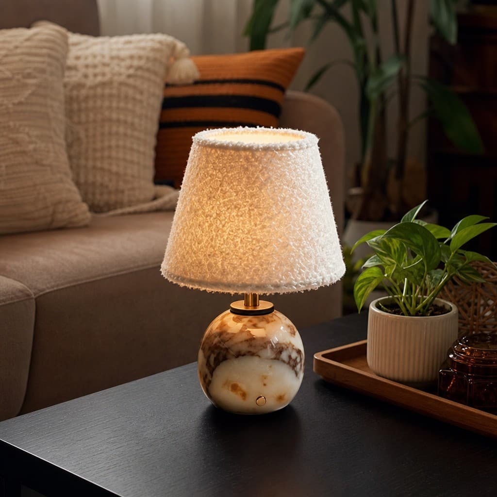 Abajur De Mesa De Marmore Estilo Frances Luxuoso Abajur De Quarto Recarregavel Lampu Meja