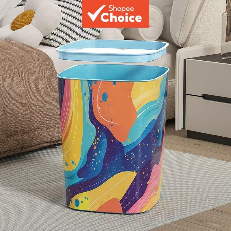 Suporte de saco de lixo para fraldas de impressão abstrata, lixeira interna de grande capacidade 12L com decoração