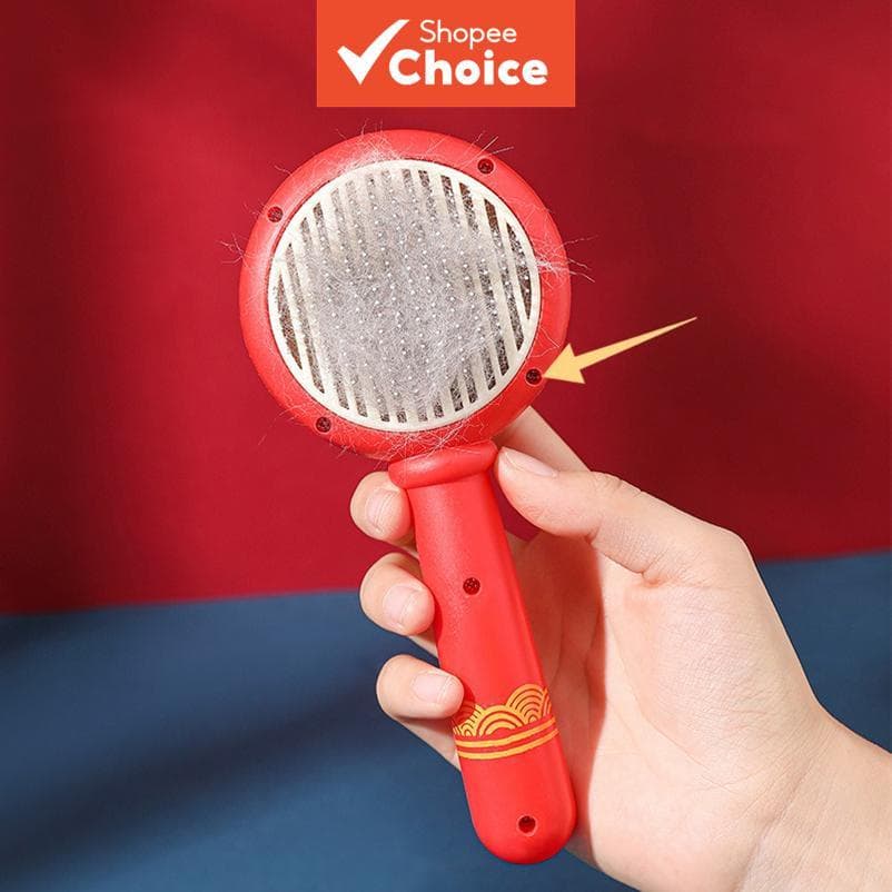 Escova Autolimpante para Pets com Dentes Retráteis e Pente de Tosa, Remove pelos Soltos de Gatos e Cães
