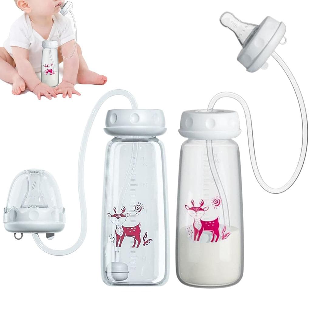 2 mamadeiras com sistema de alimentação sem mãos, sistema de amamentação anti-cólicas, mamadeira de 240 ml, mamadeiras p