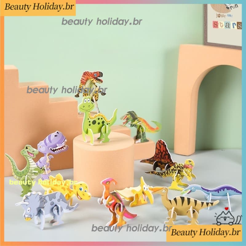 【10pcs】Mini Quebra-cabeça de Dinossauro Quebra-cabeça de criança de bricolage Quebra-cabeça de brinquedo educativo peque