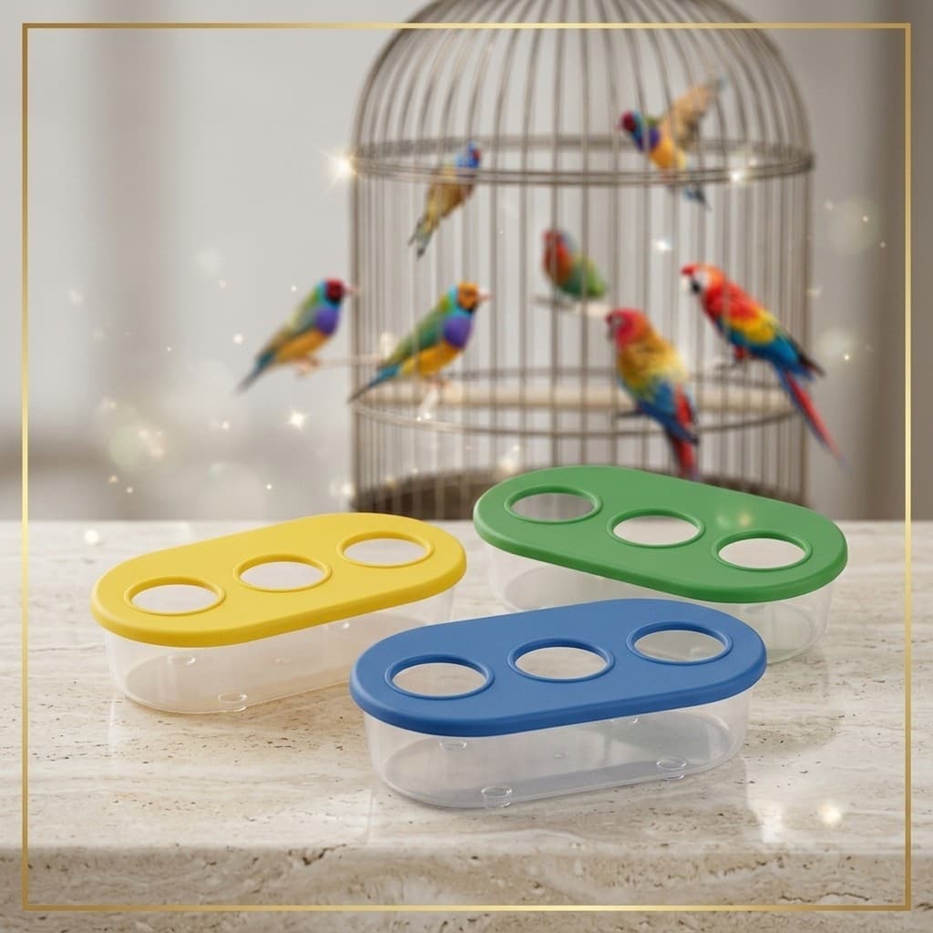 🐦 Kit 3 Comedouro Passaros 3 Furos 340ml Gaiolas Maiores Calopsita Periquito Comedor Passarinho 🐦