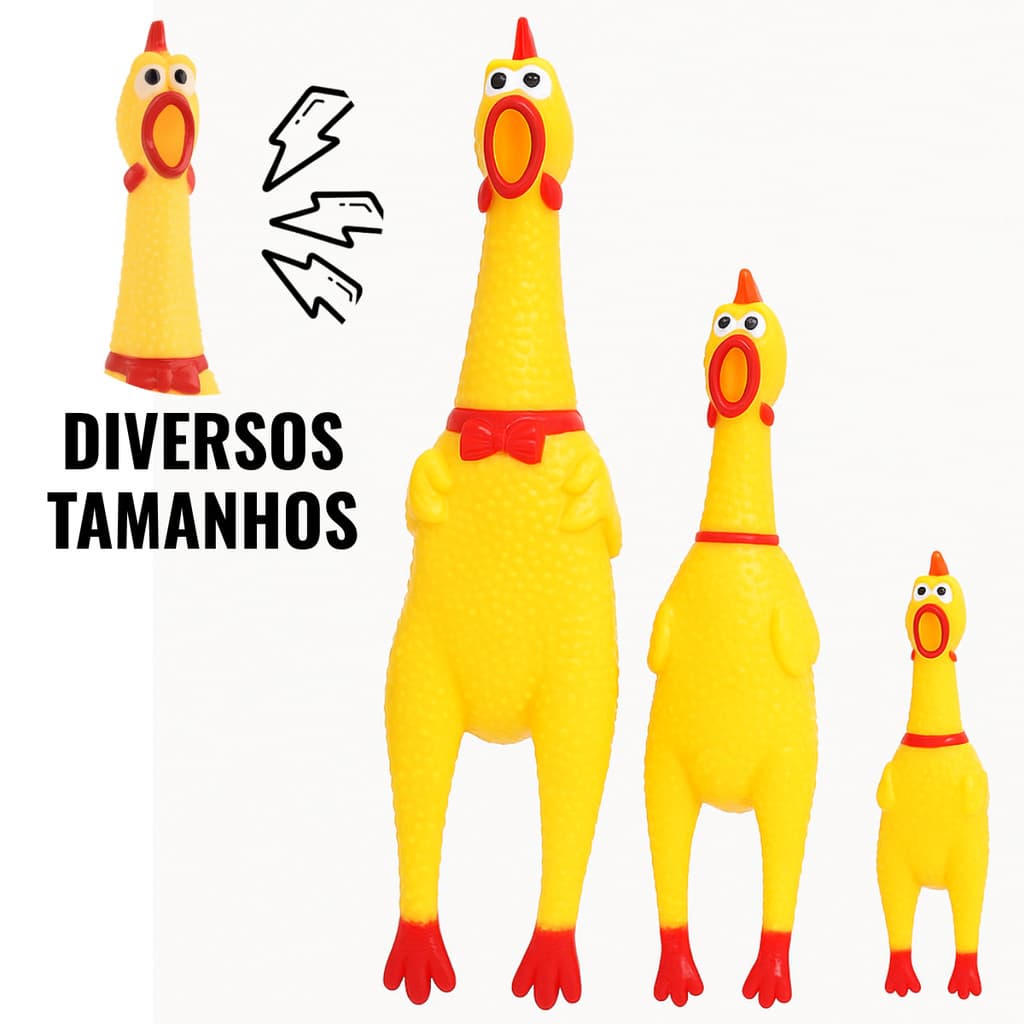 Galinhas Sonoras de Borracha Brinquedo Divertido Para Cães Apito Diversos Tamanhos