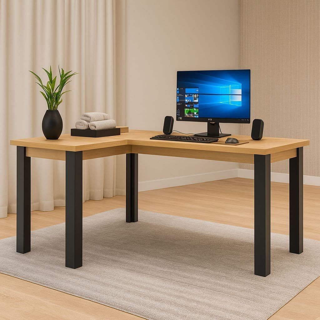 Mesa Gamer Formato L – Mesa Funcional Industrial p/ Escritório e Computadores