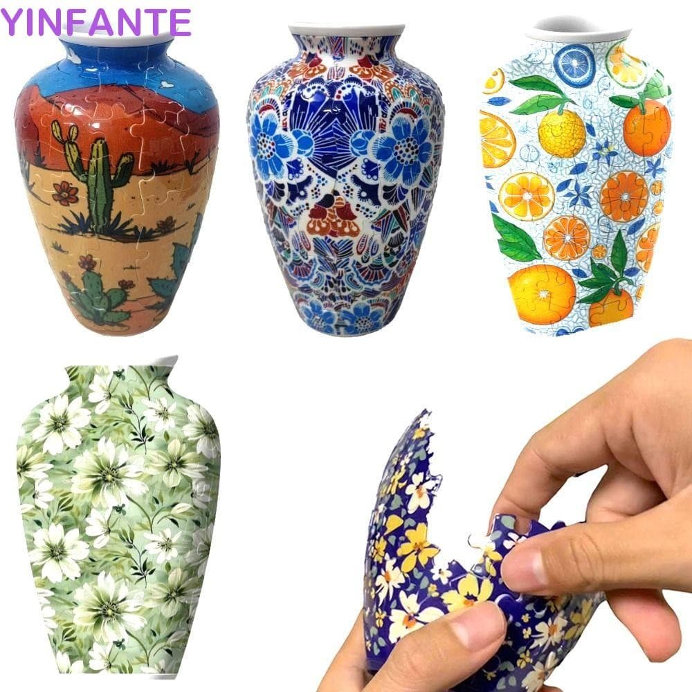 Vaso De Quebra-Cabeça 3D YINFANTEWN , Flores Criativo À Prova D'água , Bloco De Construção Arranjo DIY