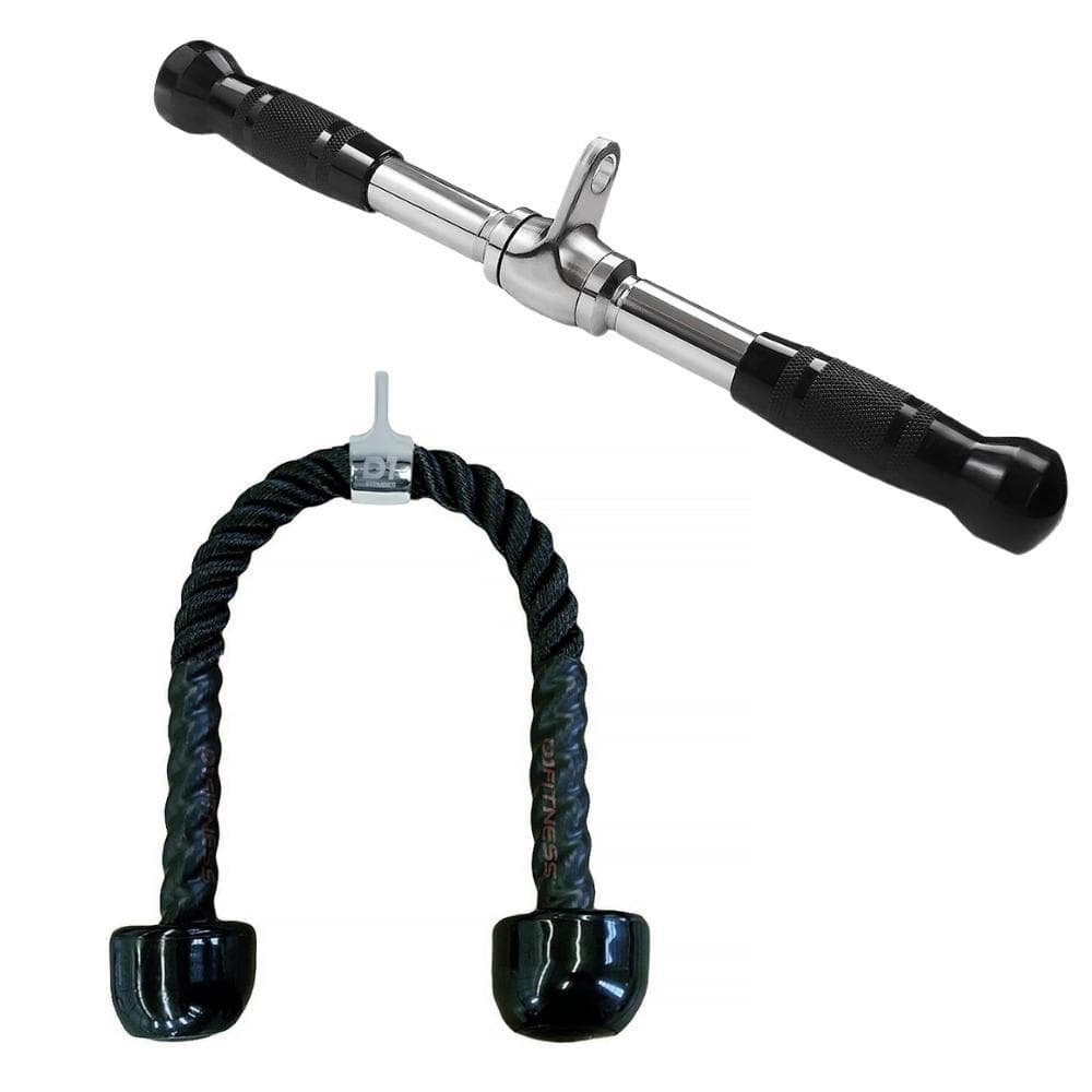 Kit Tríceps Pulley Puxador Corda + Puxador Barra Reta Cromada C/ Giro