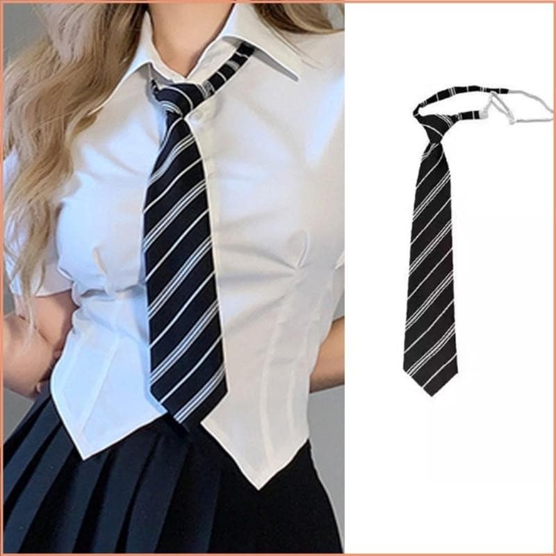 Gravata Listrada Elegante Yao , Uniforme , Universitário , Estudante Para Uso Escritório
