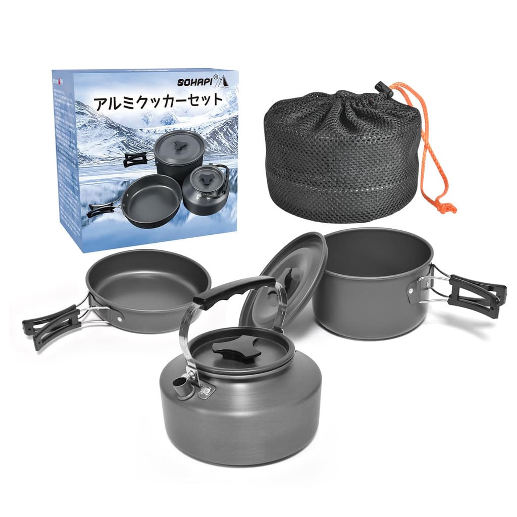 Conjunto de utensílios de cozinha CCYCCL para camping, aprovado pela JFSL,  
panelas de alumínio, chaleira para ativida