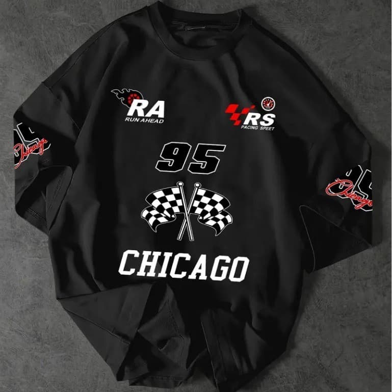 Camiseta T-shirt Jersey Nascar Speed Racing Chicago 95 Camisa Estampada Premium