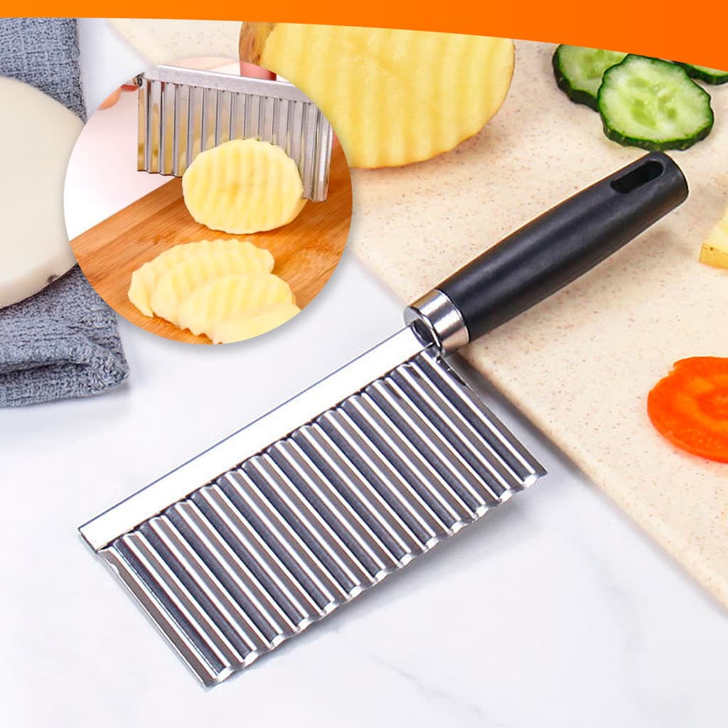 Cortador De Batata Ou Legumes Formato Ondulado Inox 19Cm - Cabo Preto Kolling Sell