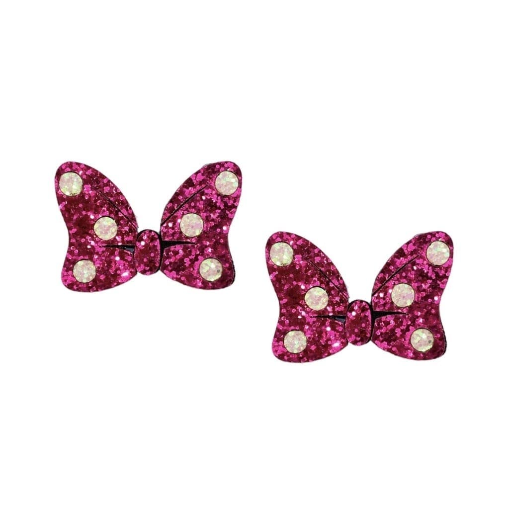 Aplique Laço Minnie Pink Bolinhas Flocado Gigante - 2 Unidades