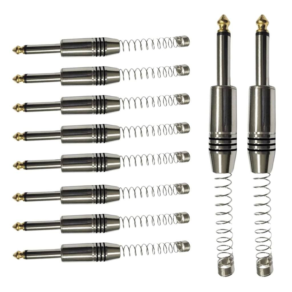 Conector P10 Macho Linha Mono Com Mola Espacada E Ponta Gold Storm 10 Unidades