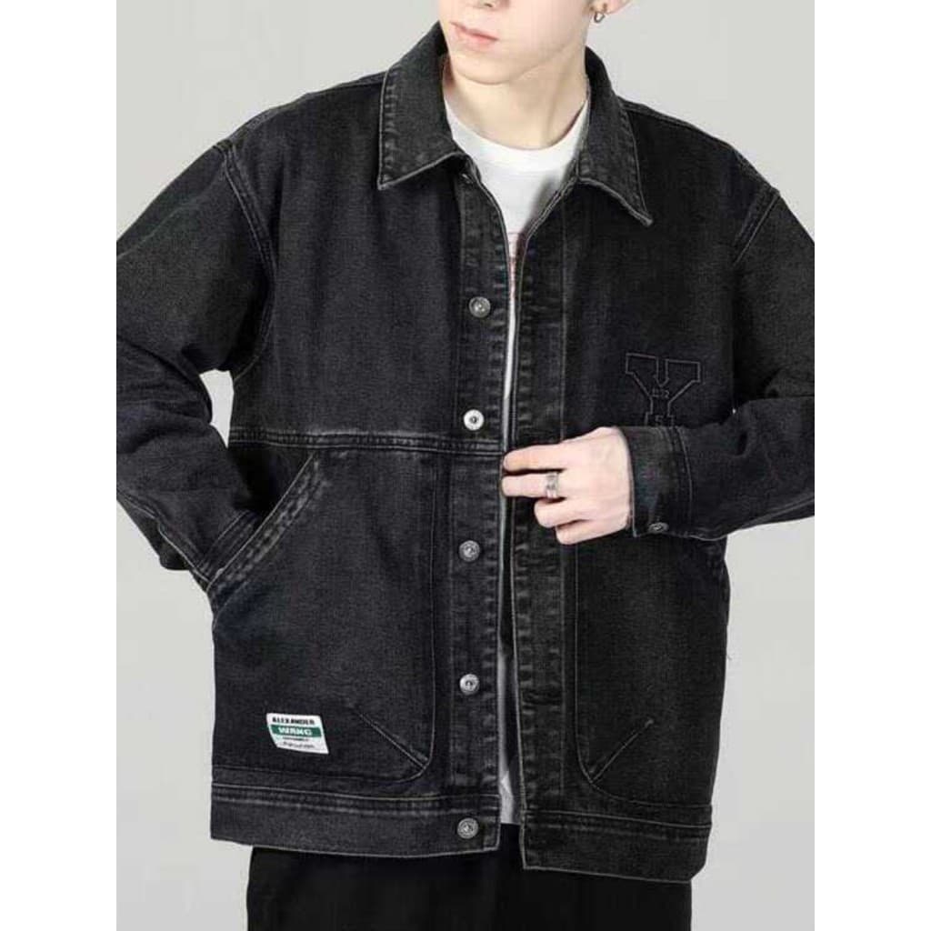 Jaqueta jeans de algodão masculina jaqueta solta outono novo estilo tamanho grande jaqueta jeans primavera outono na mod