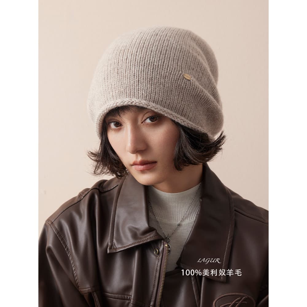 Estilo unissex ~ 100% toda lã inverno engrossado chapéu frio masculino feminino mesmo estilo preguiçoso pilha chapéu de