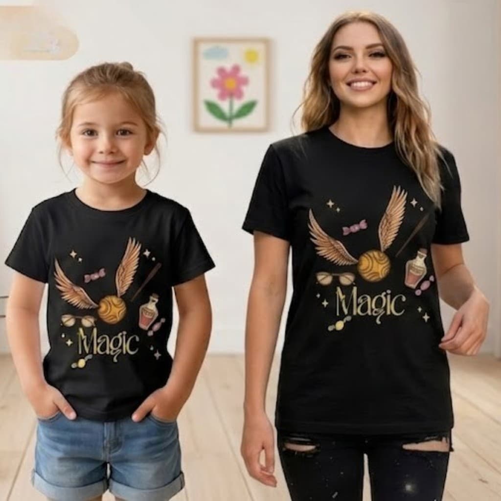 Camiseta Infantil Feminina 100% Algodão Bruxinha Magic Manga Curta Confortável