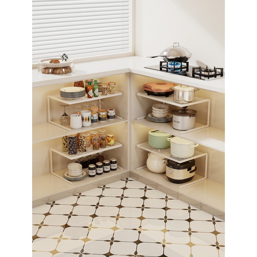 Rack de panela rack de cozinha armário doméstico Multi-camada pote rack de armazenamento pia de esgoto armário em camada