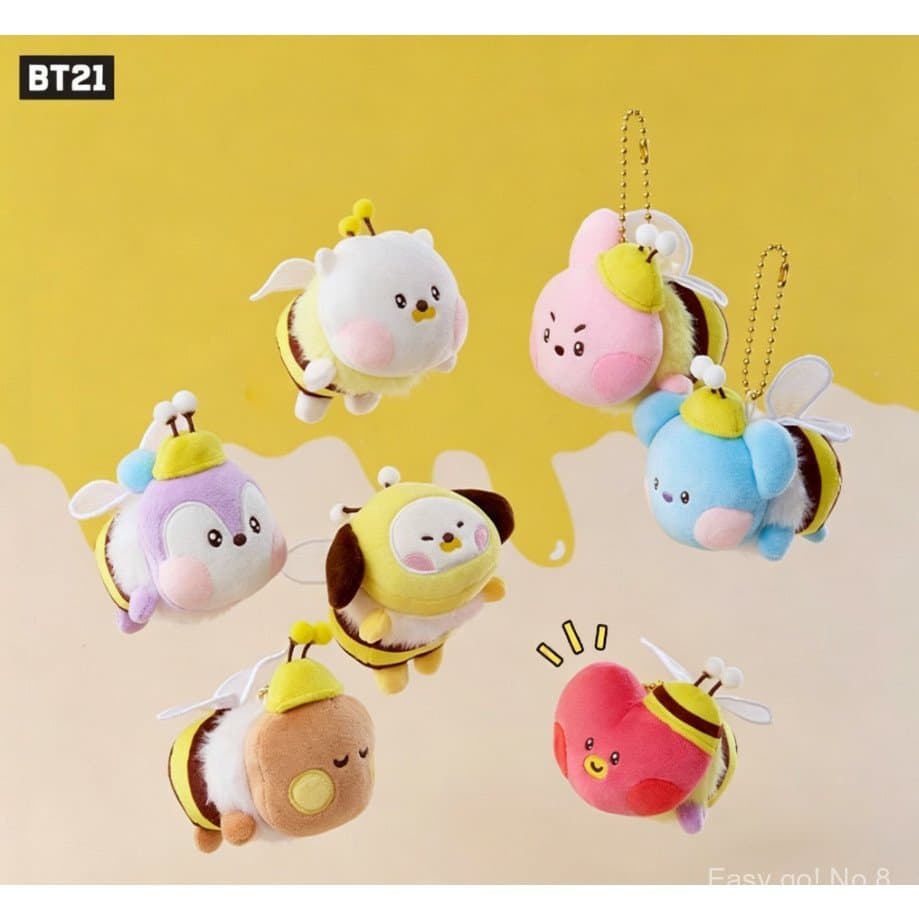 BT21 bts Little Bee Chave de pelúcia Pingente Pequena Abelha Boneca de pelúcia Chaveiro Pingente