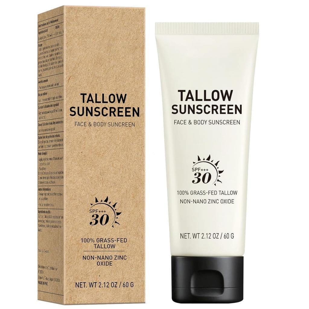 Protetor Solar Mineral de Sebo Bovino com Óxido de Zinco – Protetor Solar para Rosto e Corpo, Não Oleoso, Proteção Solar