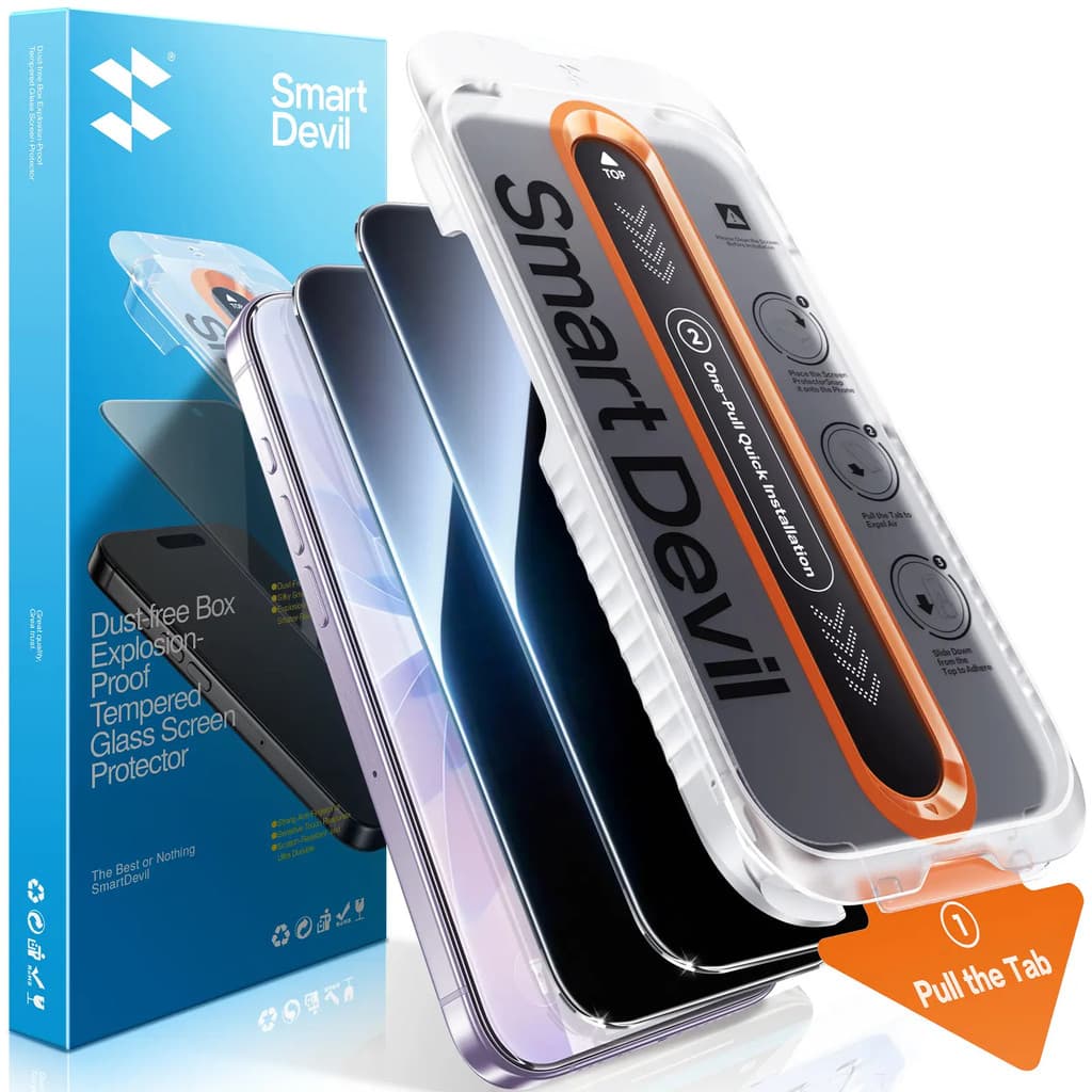 [Tray de Aplicação Sem Poeira] Pacote com 2 Protetores de Tela Transparentes SmartDevil HD para iPhone 17promax/17pro/16