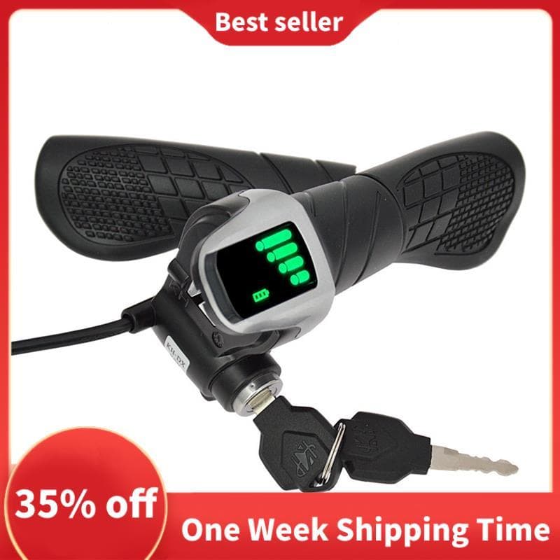 Para E-Bikes/Scooters/Motocicletas Torção Aperto Acelerador Com Display LCD (Indicador De Energia) & Bloqueio Chave 36V