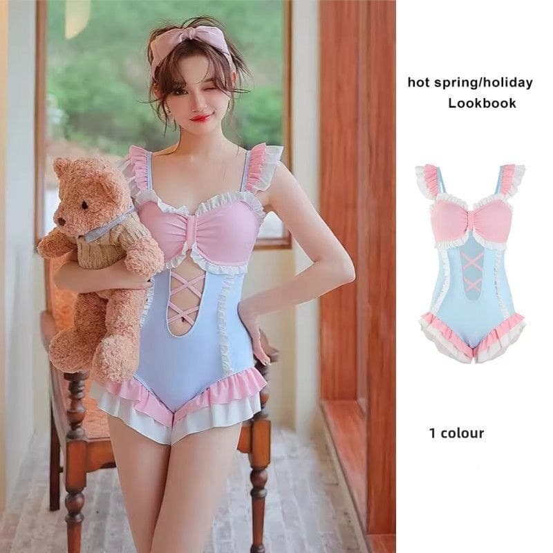 Estilo japonês capa barriga puro desejo estilo pequeno fresco 2026 maiô feminino praia férias estilo Super fada Link