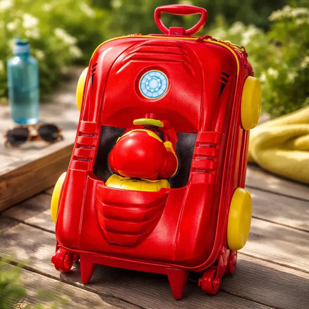 Mala Infantil Homem de Ferro 3D com Rodinhas - Vermelha