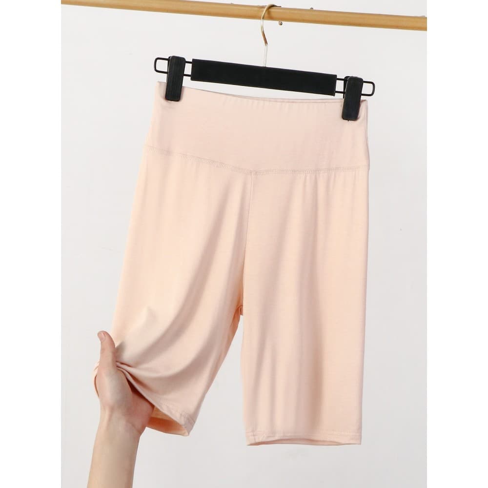 Modal feminino verão fino cintura alta barriga-estreitamento Shorts Anti-exposição calças de segurança fino ajuste mais