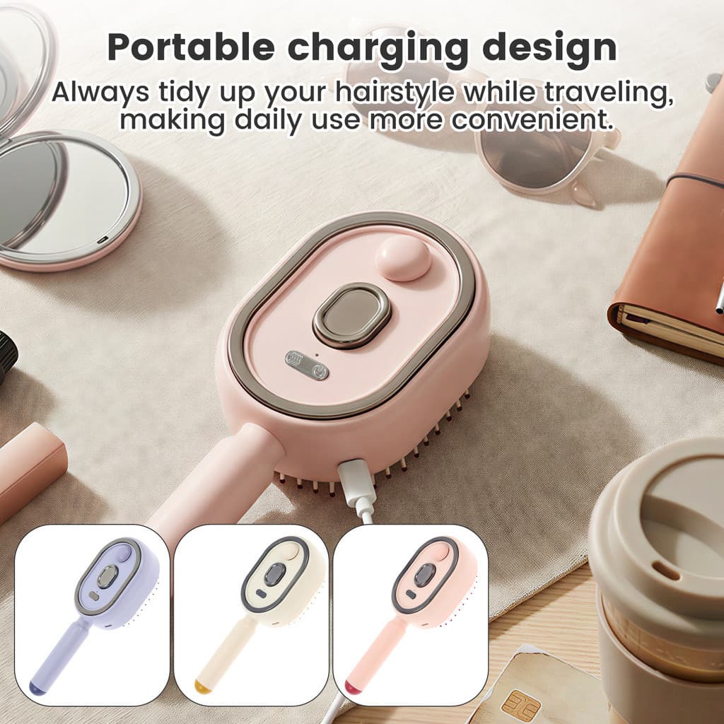 Secador de Cabelo com Escova Elétrica de Almofada de Ar, Recarregável de 300mAh, para Cabelo Molhado e Seco, Escova Dese