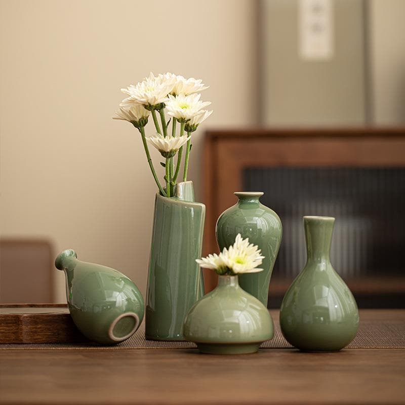 Mini pequeno vaso ornamentos sala de estar arranjo de flores High-End sentimento nova luz cerâmica chinesa estilo luxo n