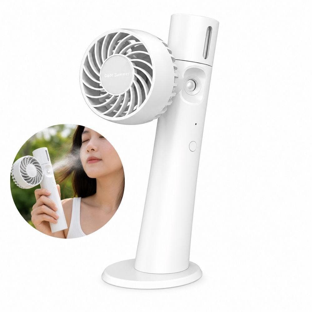 VENTILADOR PORTATIL RECARREGAVEL USB SPRAY AGUA NEBULIZADOR BRANCO 2 VELOCIDADES COMPACTO VIAGEM