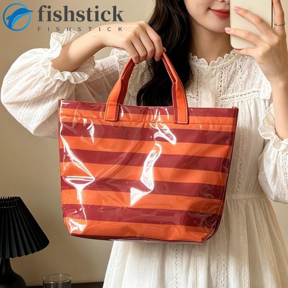 Sacola Listrada De PVC FISHSTICKA , Bolsa De Praia À Prova D'água De Grande Capacidade Ombro Leve Com Alça Superior