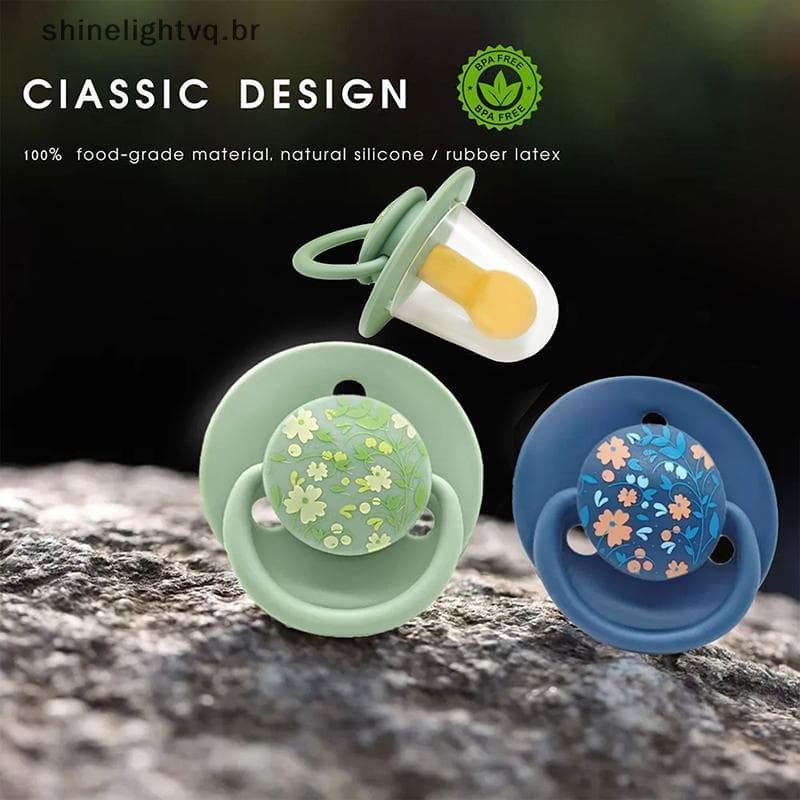 [shin] 0-3 Anos De Idade Imitação De Leite Materno Macaron Cor Impressa Chupeta De Látex Natural Pequena Flor Forma Tamp