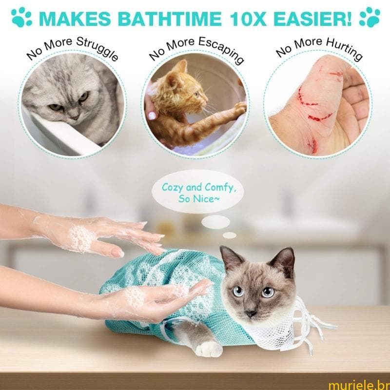 Capa Suporte Lavável Para Gatos Mur Limpeza Casacos E Uso Banho