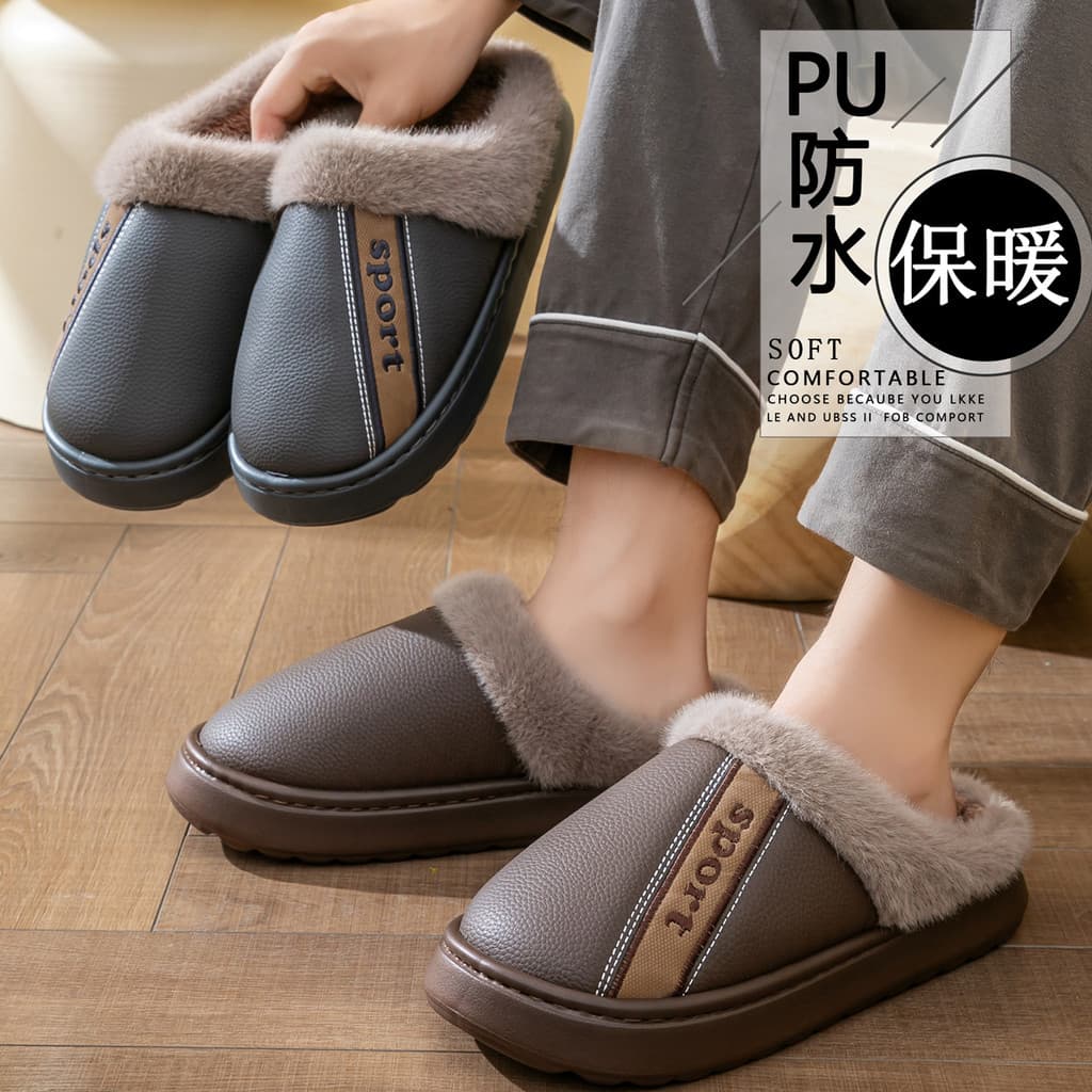Chinelos de algodão de tamanho Extra grande masculino antiderrapante outono inverno forro de lã engrossado casa interior