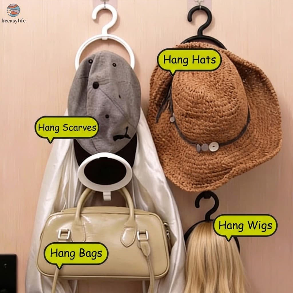 Rack Organizador Montado Na Parede Para Chapéus E Cachecóis-Guarda-Roupa Multifuncional Porta De Armazenamento