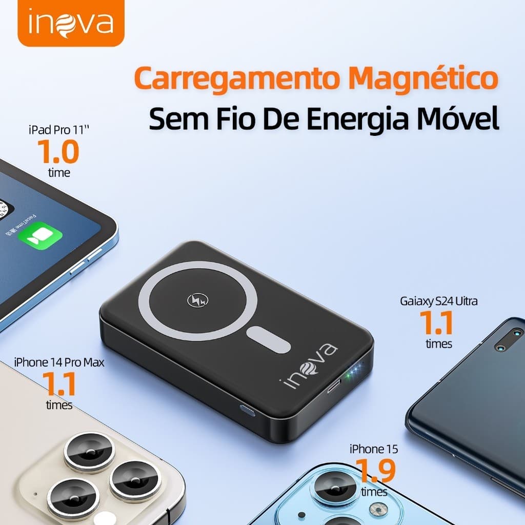 INOVA Power Bank Portátil 10000mAh para Celular e iPhone