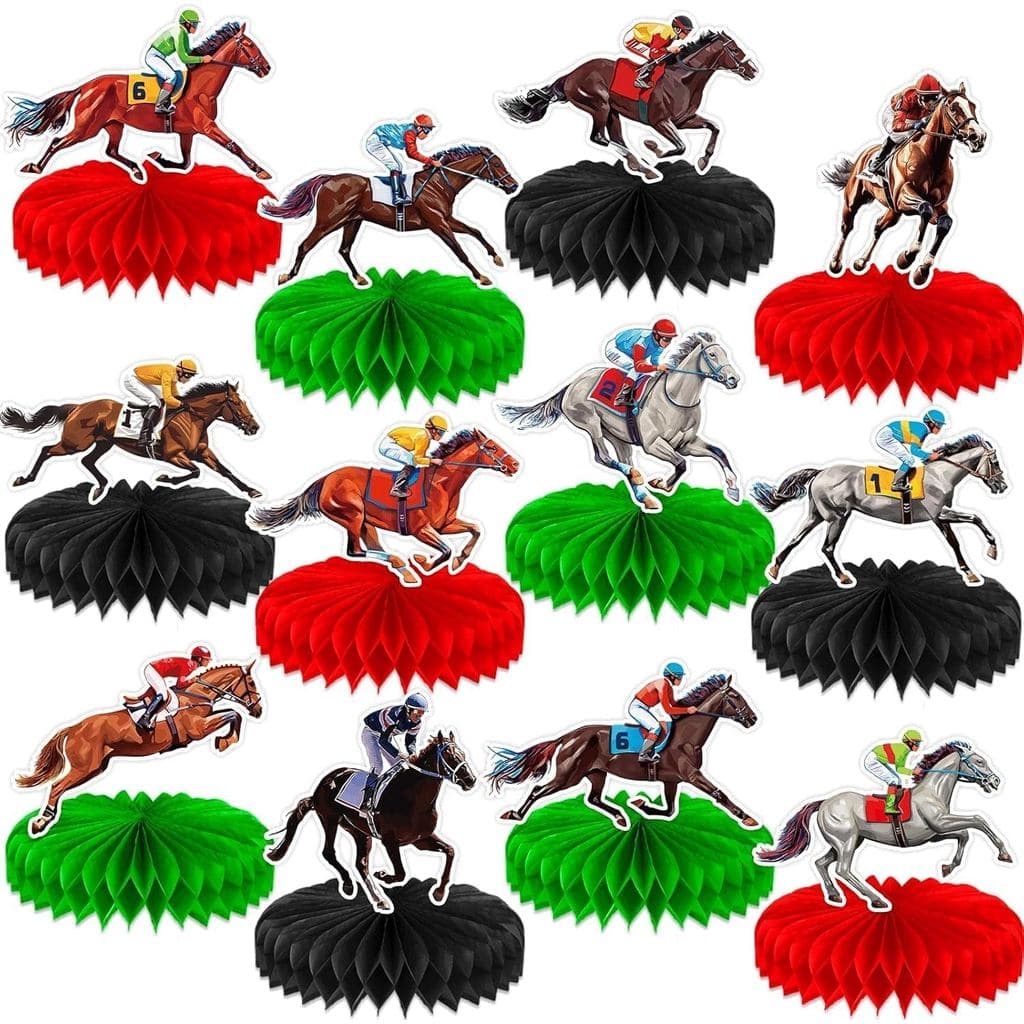 12 Peças de Decorações para o Dia de Derby, Centros de Mesa em Forma de Favo de Mel para Corridas de Cavalos, Artigos pa